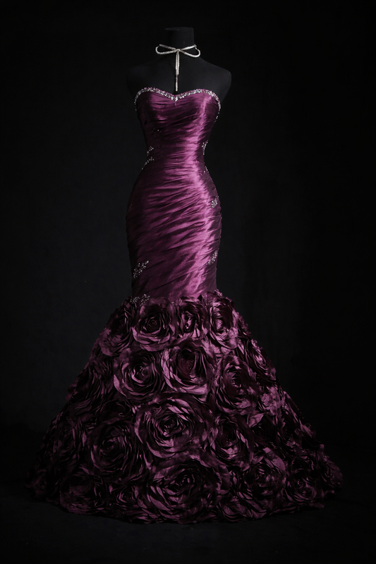 Chic Purple Prom Dress Satin Mermaid Sweetheart Evening Dress Sleeveless Birthday Dress DP05221