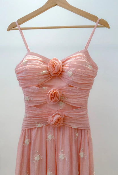 Robe de bal rose élégante à fines bretelles perlées, robe de soirée fourreau sans manches, robe d'anniversaire DP05237
