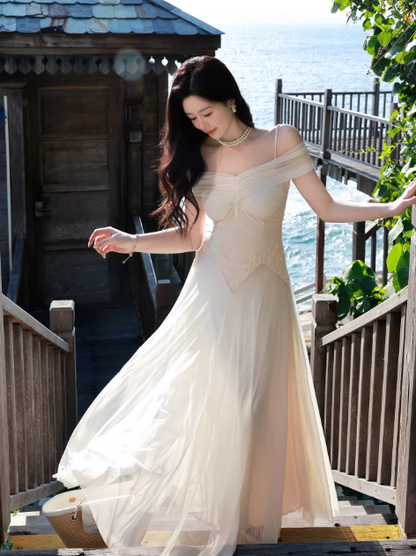 Märchenhaftes aprikosenfarbenes Chiffon-Abendkleid mit Spaghettiträgern und A-Linie, Geburtstagskleid DP05261