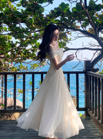 Märchenhaftes aprikosenfarbenes Chiffon-Abendkleid mit Spaghettiträgern und A-Linie, Geburtstagskleid DP05261