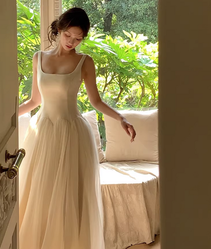Märchenhaftes aprikosenfarbenes Chiffon-Abendkleid mit Spaghettiträgern und A-Linie, Geburtstagskleid DP05262