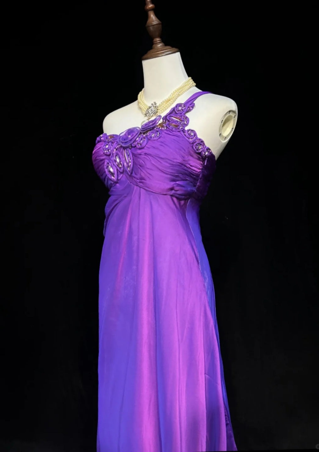 Chic Purple Prom Dress One-Shoulder Chiffon Sheath Long Evening Dress DP05285