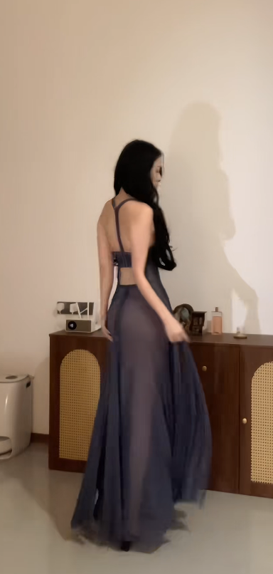 Elegantes marineblaues Geburtstagskleid, trägerloses Tüll-Etui-Abendkleid, ärmelloses Ballkleid DP05301