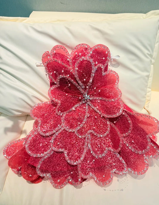 Kurzes, heißrosafarbenes Geburtstagskleid, trägerloses Ballkleid, A-Linien-Tüll-Partykleid DP05312
