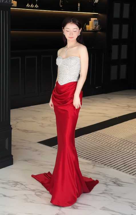 Robe longue de soirée chic fourreau dos nu en spandex pour bal de promo bleue DP05333