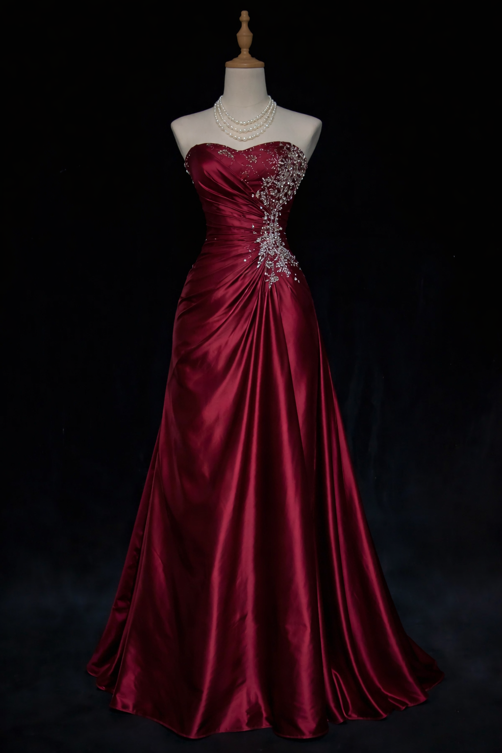 Robe de bal chic bordeaux bustier satin longue robe de soirée fourreau sans manches robe de soirée formelle DP05371
