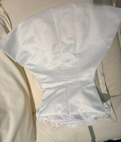 Robe de soirée blanche simple, bustier, coupe trapèze, robe d'anniversaire, sans manches, en satin, robe de cocktail DP05395