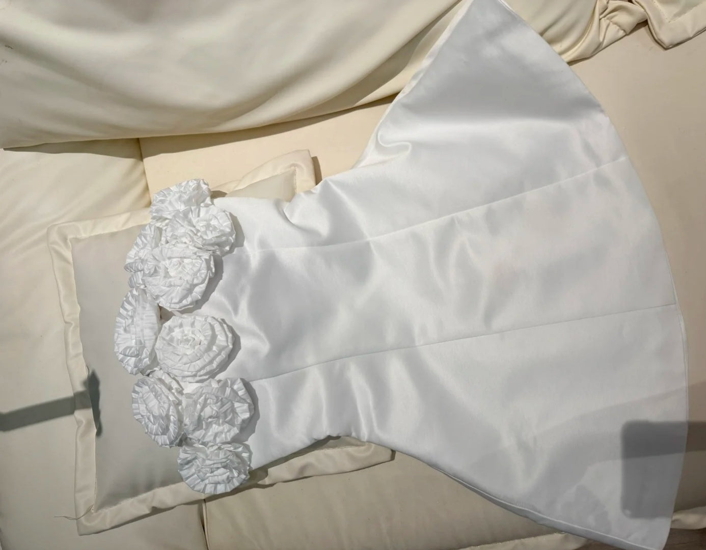 Robe de soirée blanche simple, bustier, coupe trapèze, robe d'anniversaire, sans manches, en satin, robe de cocktail DP05395
