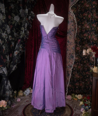 Chic Purple Prom Dress Strapless Sheath Satin Long Evening Dress DP05427