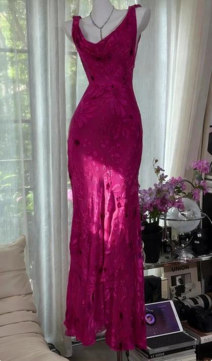 Elegante Spaghettiträger Etui Chiffon Langes Abendkleid Blaues Hochzeitsgastkleid DP05461