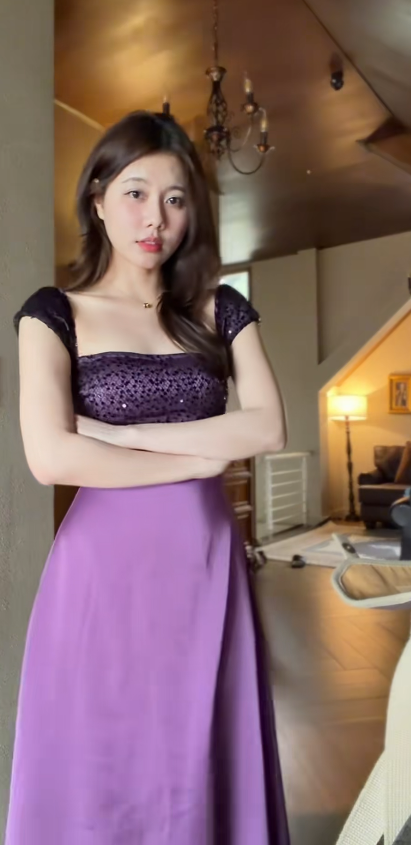 Robe de soirée sirène longue en satin violet fée Robe d'anniversaire DP05466
