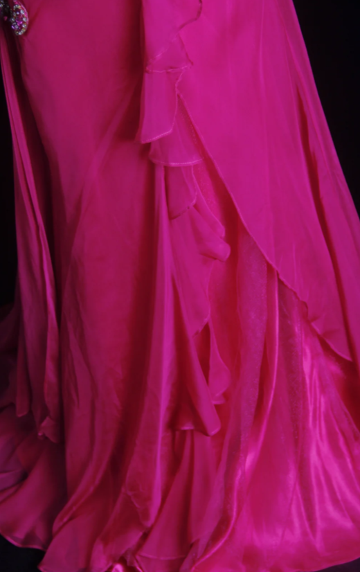 Robe de soirée longue fourreau à fines bretelles Fairy Rose vif en mousseline de soie Robe de bal Robe de cérémonie DP05467