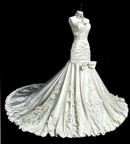Fairy Sweetheart Sheath Long Evening Dress White Prom Dress Satin Formal Dress DP05468