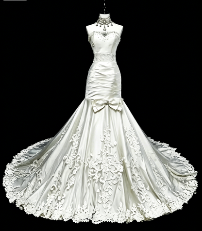 Fairy Sweetheart Sheath Long Evening Dress White Prom Dress Satin Formal Dress DP05468