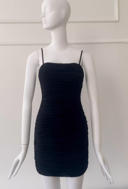 Robe de soirée élégante à fines bretelles, robe de remise de diplôme en tulle, robe de bal courte noire DP05509