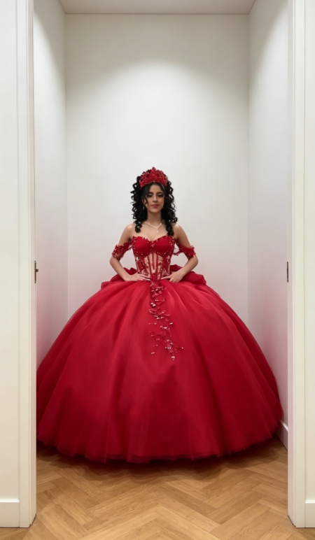Elegantes schulterfreies Ballkleid, Geburtstagskleid, Tüll-Applikationen, Quinceañera-Kleid, Burgund, Sweet 16 Kleid  DP05559