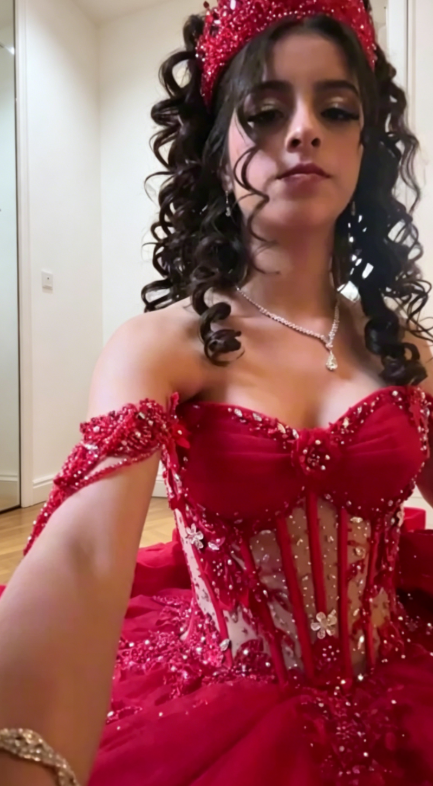 Elegantes schulterfreies Ballkleid, Geburtstagskleid, Tüll-Applikationen, Quinceañera-Kleid, Burgund, Sweet 16 Kleid  DP05559