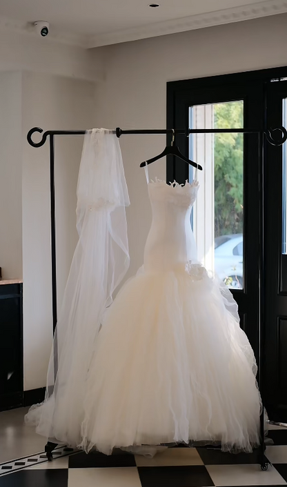 Timeless Strapless Ball Gown Long Wedding Dress Tulle Bridal Dress White Bridal Gown DP05575