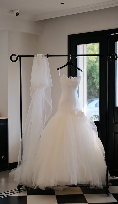 Timeless Strapless Ball Gown Long Wedding Dress Tulle Bridal Dress White Bridal Gown DP05575