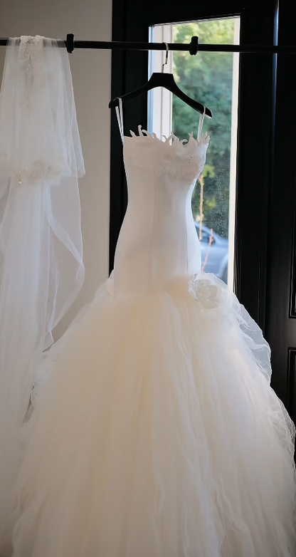 Timeless Strapless Ball Gown Long Wedding Dress Tulle Bridal Dress White Bridal Gown DP05575