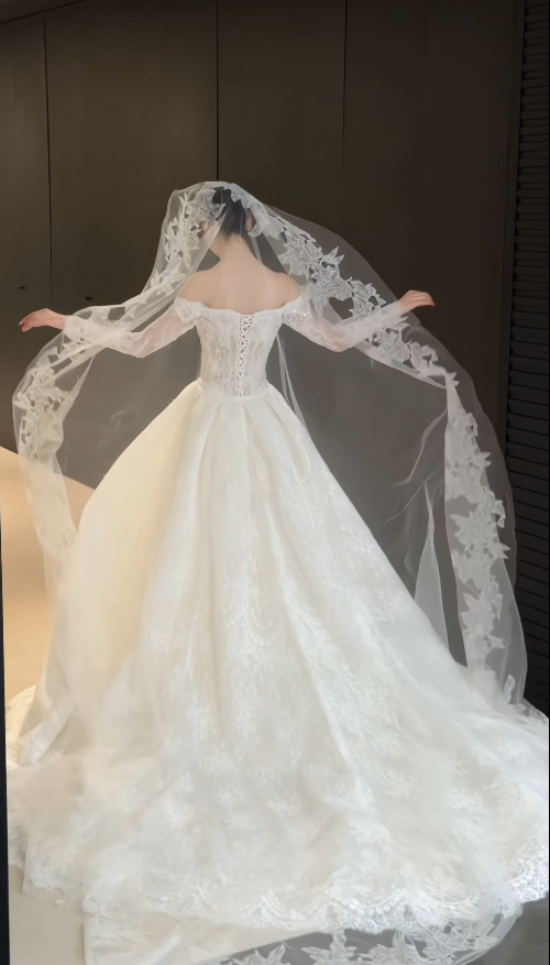Timeless Off-shoulder Sheath Wedding Dress Appliques Lace Bridal Dress White Bridal Gown DP05620