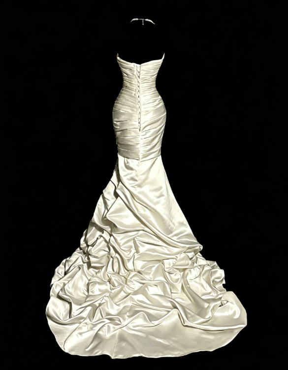 Schickes Sweetheart Meerjungfrauen-Abendkleid aus Satin mit Perlen, Weißes Ballkleid DP05632