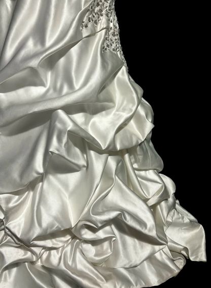 Schickes Sweetheart Meerjungfrauen-Abendkleid aus Satin mit Perlen, Weißes Ballkleid DP05632