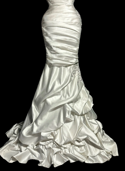 Schickes Sweetheart Meerjungfrauen-Abendkleid aus Satin mit Perlen, Weißes Ballkleid DP05632