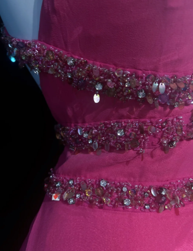 Robe de soirée longue en mousseline fourreau chic à col licou, robe de bal rose DP05670