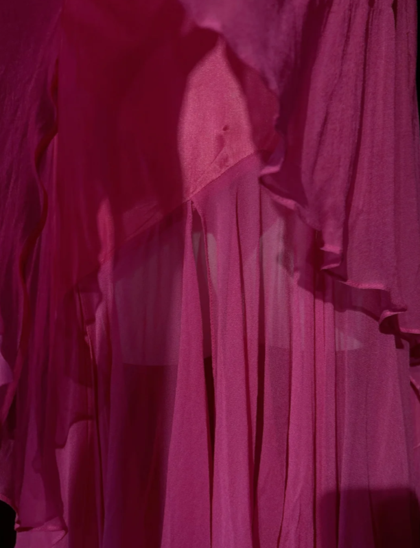 Robe de soirée longue en mousseline fourreau chic à col licou, robe de bal rose DP05670