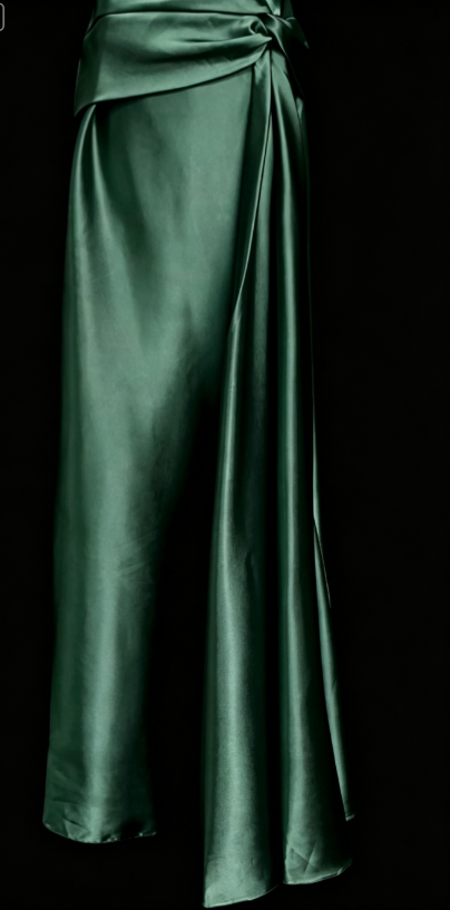 Simple Robe Longue de Soirée Fourreau sans Bretelles en Satin Vert Robe de Bal DP05689