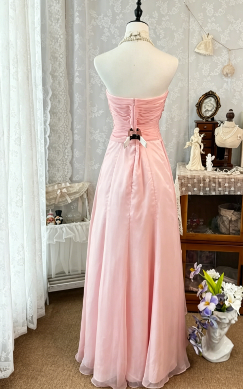 Elegantes rosa Ballkleid Sweetheart Etui Chiffon langes Abendkleid DP05697