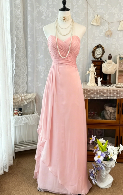 Elegantes rosa Ballkleid Sweetheart Etui Chiffon langes Abendkleid DP05697