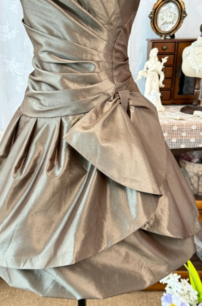 Chic Spaghetti Straps Short Prom Dress A-Line Satin Birthday Dress Light Brown Graduation Dress DP05728