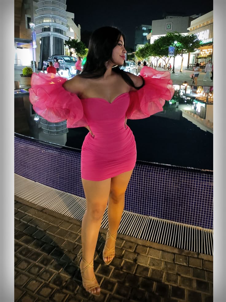 Chic Off-shoulder Sheath Short Cocktail Dress Tulle Party Dress Hot Pink Birthday Dress DP05732