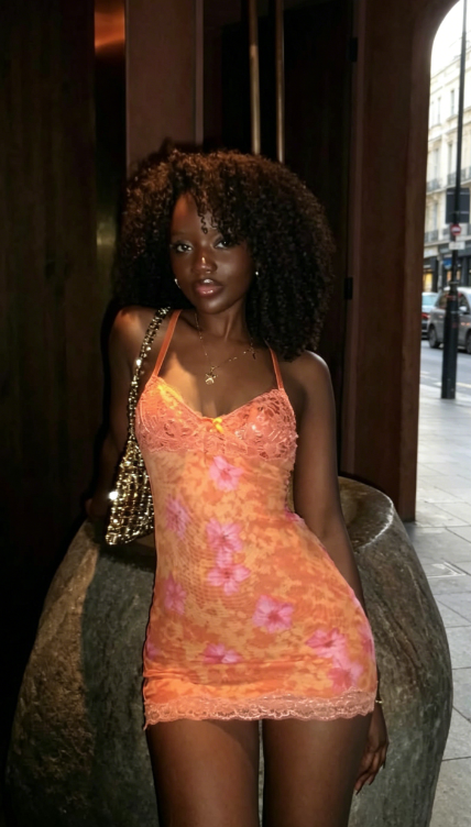 Chic Halter Sheath Short Cocktail Dress Chiffon Party Dress Orange Birthday Dress DP05734