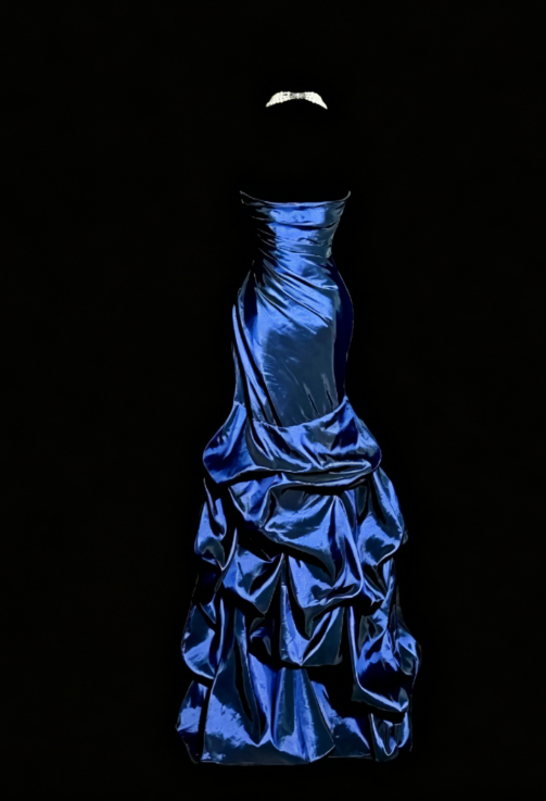 Glam Navy Blue Prom Dress Strapless Mermaid Satin Long Evening Dress DP05740