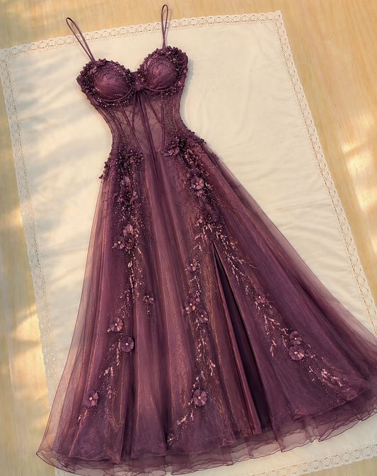 Robe de Soirée Fourreau Longue en Mousseline de Soie Ornée de Perles à Fines Bretelles Élégantes DP05762