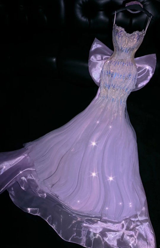 Classy Purple Evening Dress Tulle Mermaid Sequins Long Formal Dress DP05766