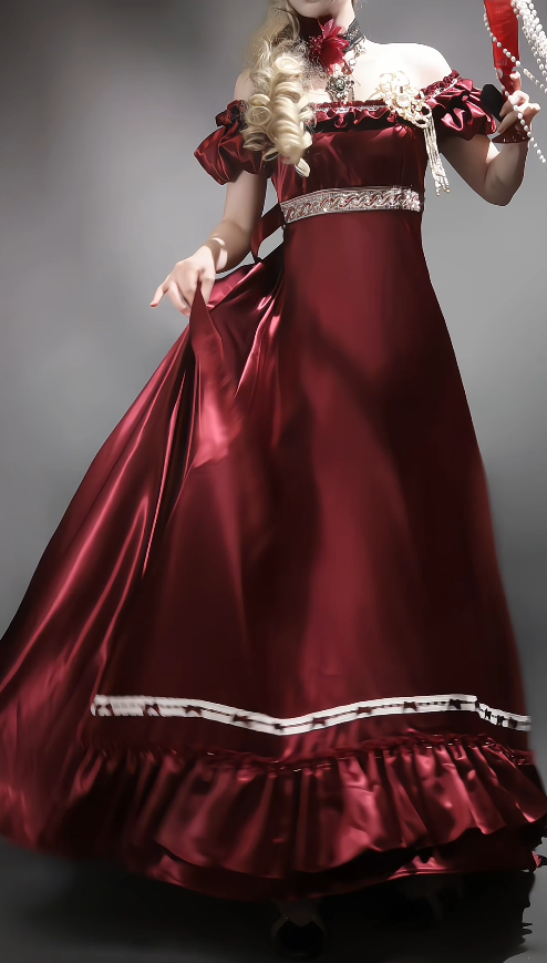 Robe d'anniversaire chic bordeaux, longue robe de soirée en satin impérial à épaules dénudées DP05771