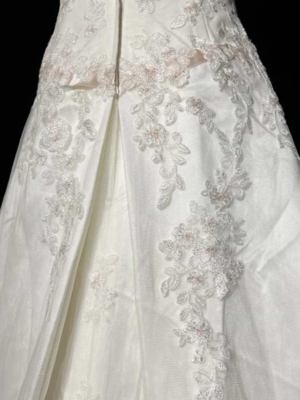 Classy White Prom Dress, Strapless A-Line Satin Applique Long Evening Dress DP05774