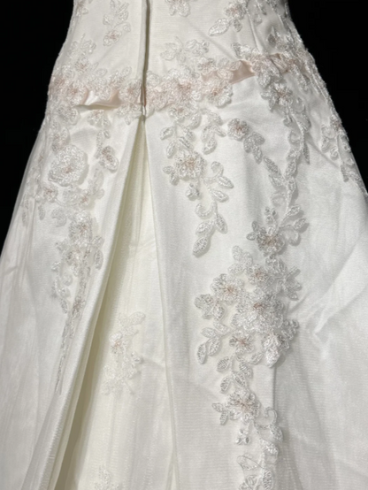 Classy White Prom Dress, Strapless A-Line Satin Applique Long Evening Dress DP05774