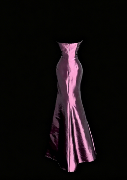 Elegant Strapless Mermaid Satin Long Evening Dress Purple Mother Of Bride Dress DP05835