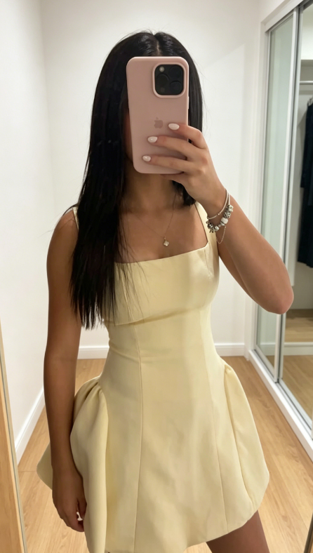 Sweet Yellow Short Summer Dress A-Line Chiffon Birthday Dress Sleeveless Party Dress DP05841