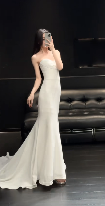 Elegant White Wedding Dress Sweetheart Mermaid Bridal Dress Chiffon Bridal Gown DP06014