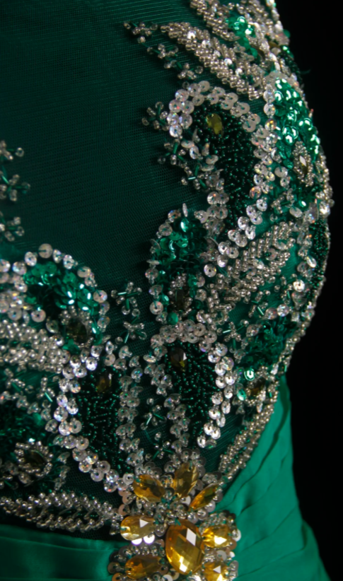 Élégante Robe de Mère de Mariée Vert Chiffon Coupe Princesse DP06023