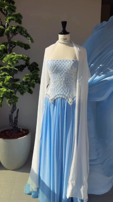 Elegant Sheath Chiffon Blue Mother of Bridal Dress DP06026