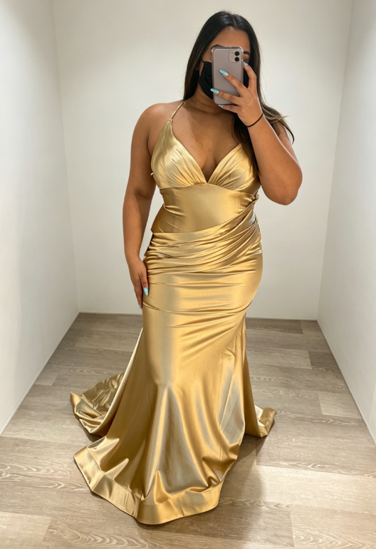 Élégante robe de soirée longue en satin fourreau avec bretelles pour invitée de mariage DP06038