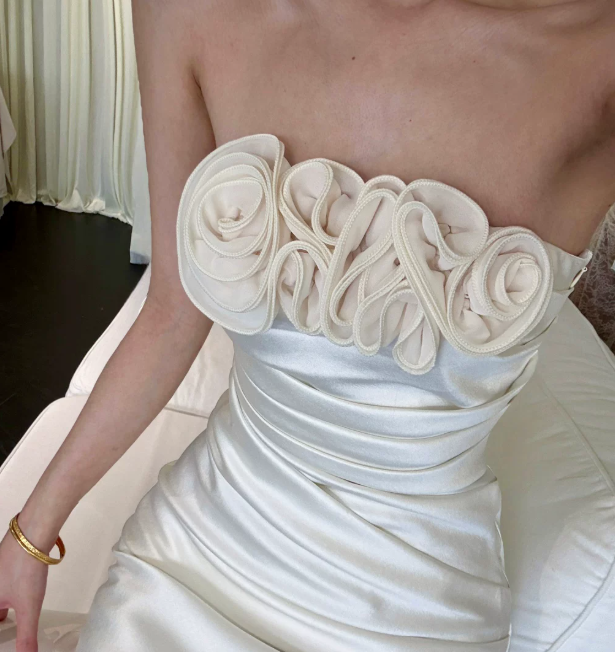 Chic White Birthday Dress Strapless Hoco Dress Sheath Satin Graduation Party Dress DP06072