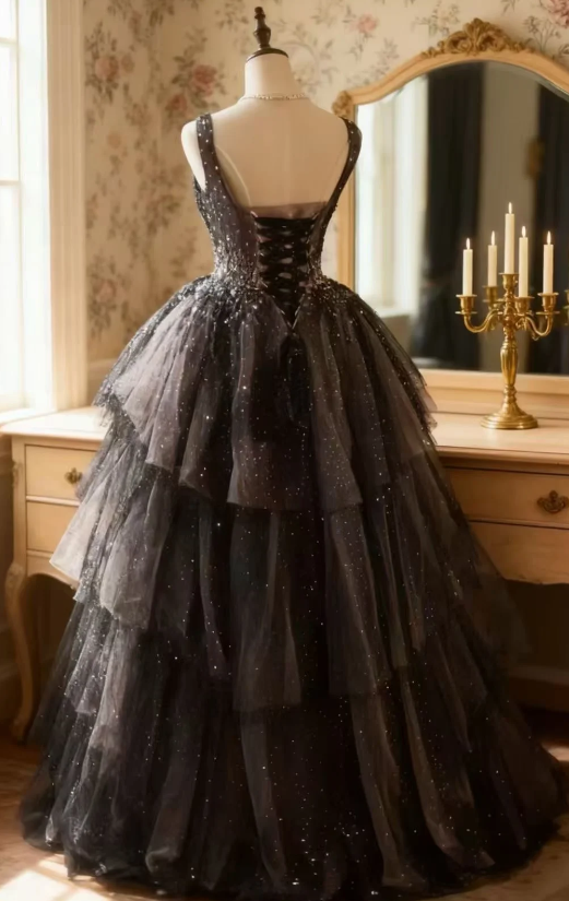Gorgeous Straps  Ball Gown Quicneanera Dress Tulle Appliques Brown Sweet 16 Dress DP06100